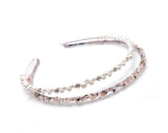 Pearl Crystal Twisted Knot Headband: Fabric Wedding Hairband  display picture 1