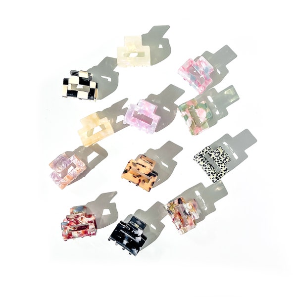 French mini hair claw clips • Tortoise small hair claw • Acetate mini hair clip • Daily hair accessories • Small hair clip for thin hair