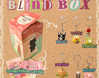 Polymer Clay Keychain Blind Box | Handmade Cafe Animal Character