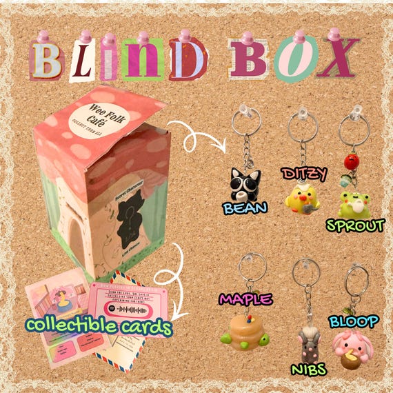 Polymer Clay Keychain Blind Box | Handmade Cafe Animal Character