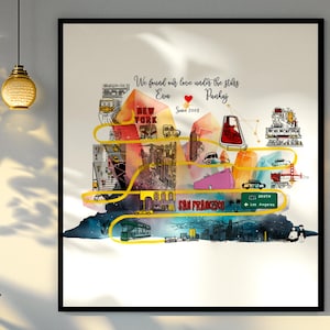 Custom Love Story Map Art | Anniversary Relationship Timeline (Physical Item) | Personalised Map Of Us