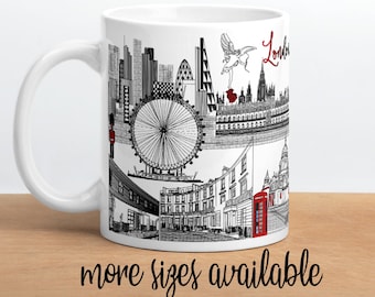 London Skyline Coffee Mug: City Souvenir, 11oz/15oz Ceramic