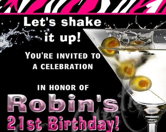 21st Adult Drinking Birthday Party Printable Invitation