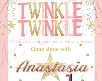 Twinkle Little Star Birthday Party Printable Invitation