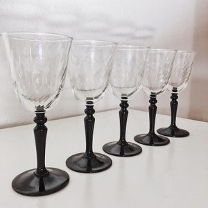 Set of Five (5) Vintage Cristal D&#39;Arques Onyx water/wine glasses