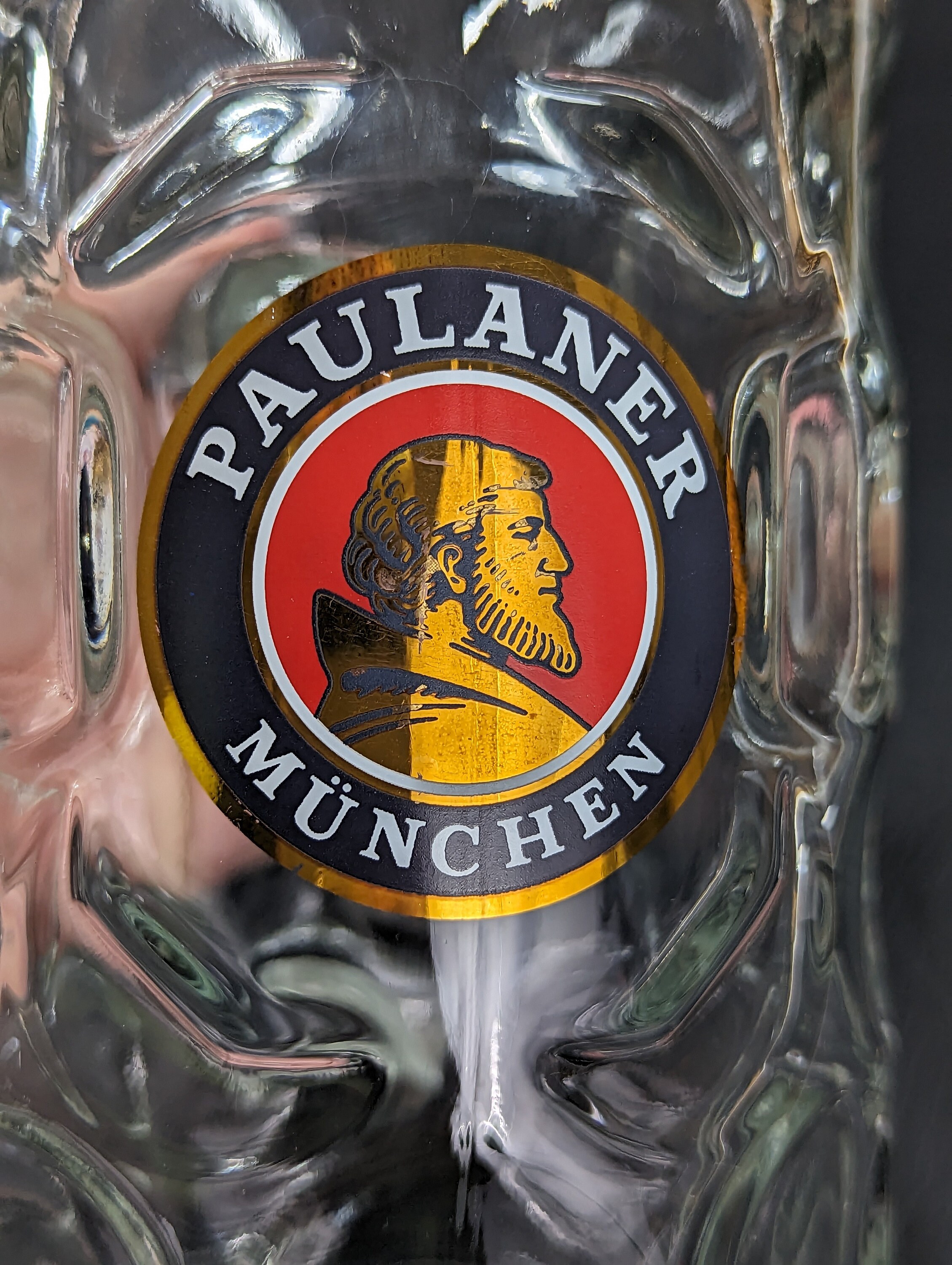 Vintage Paulaner München Dimpled Beer Mug Glass Stein, Heavy 3lb Glass ...