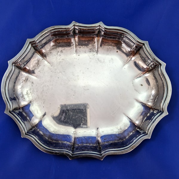 Vintage Chippendale Silver Plate Trinket dish w/ scalloped edge