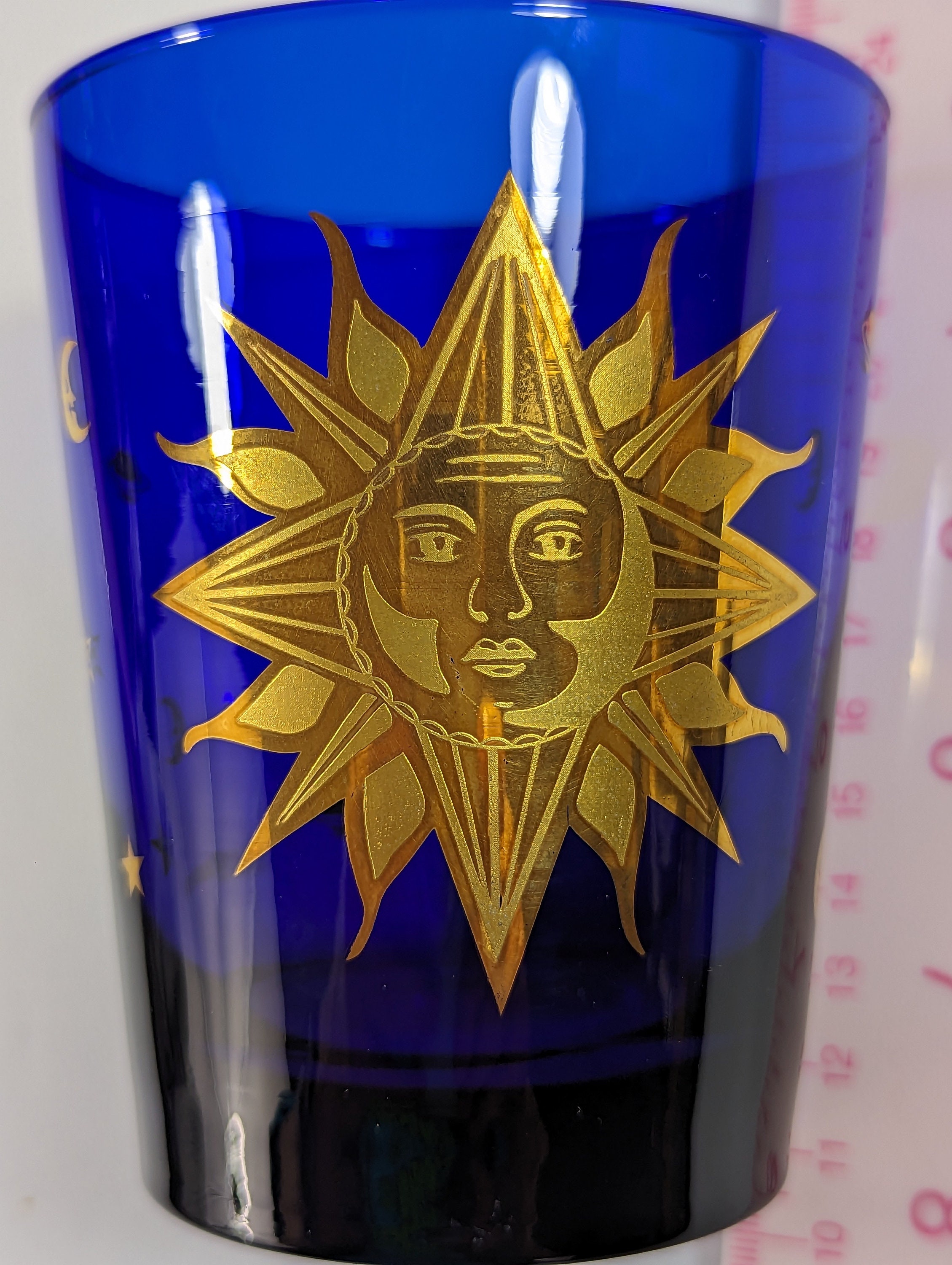 Vintage Culver, 22kt Celestial Sun on Cobalt Blue, Double