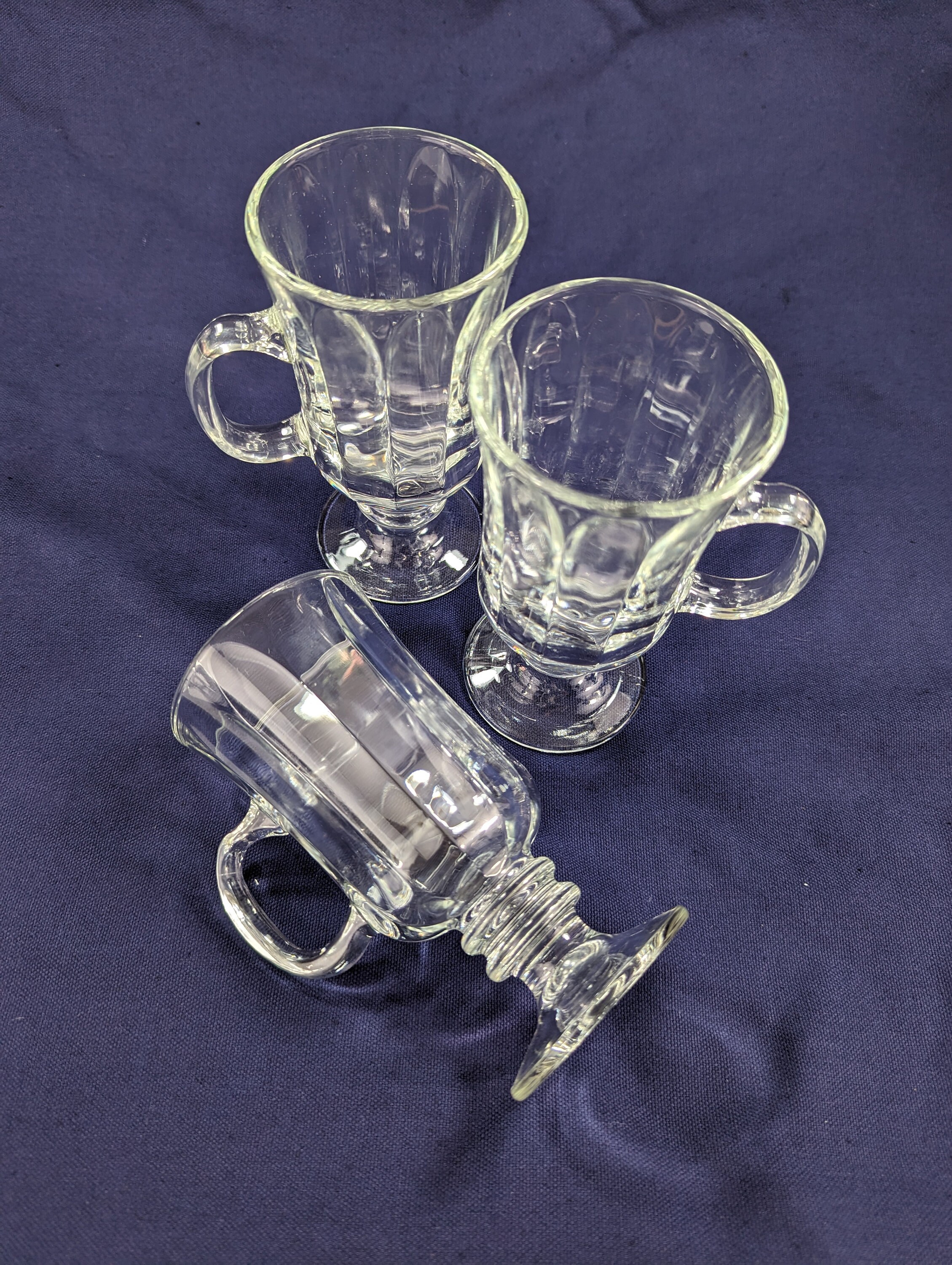 Vintage Libbey Milan Irish Coffee Mugs, Paneled Glasses, With Wafer