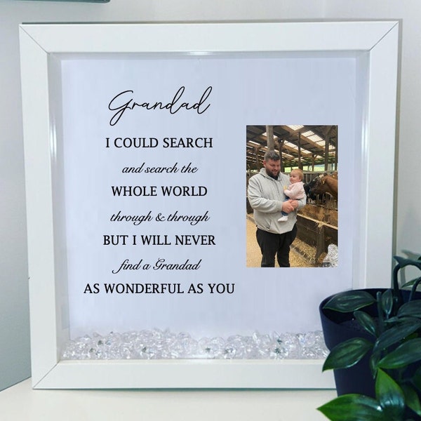 Personalised Art Grandad Deep Box Photo Frame Gift | Unique Keepsake  | Any Text Personalised Grandpa