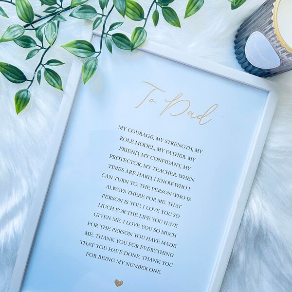 Personalised Print & Frame For Dad, Father From Bride| Will You Walk Me Down The Isle Dad On Wedding Day