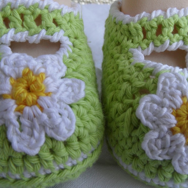 Babyschuhe gehäkelt Frühling  Sommer GÄNSEBLÜMCHEN