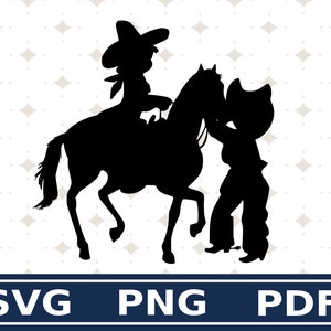 Cute Cowboys SVG PNG Clipart Design Silhouette For Vinyl Decal Sticker Digital Download