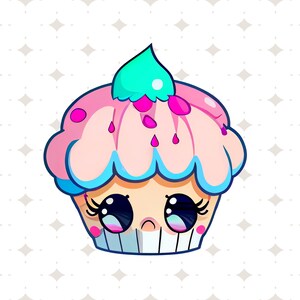 Cute Pink Cup Cake PNG Clipart Design Transparent Background Digital Download
