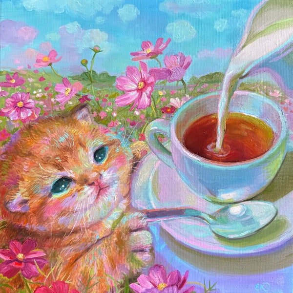 Teatime Kitty Print