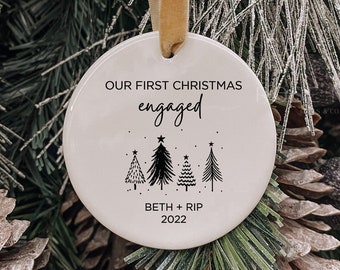 Our First Christmas Engaged Ornament, Personalized Couple Christmas Ornament, First Christmas Married Ornament Personalized