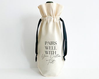 Custom Wine Bottle Gift Bag, Personalized Wine Bag, Reusable Wine Label Gift Bag
