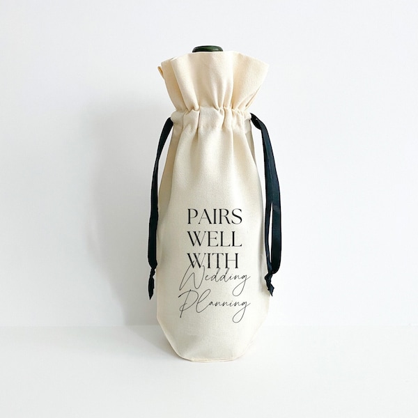 Pairs Well With Planning a Wedding Wine Bag, Engagement Gift For the Couple, Wedding Planning Gift Wine Bag, Bride Gift Basket