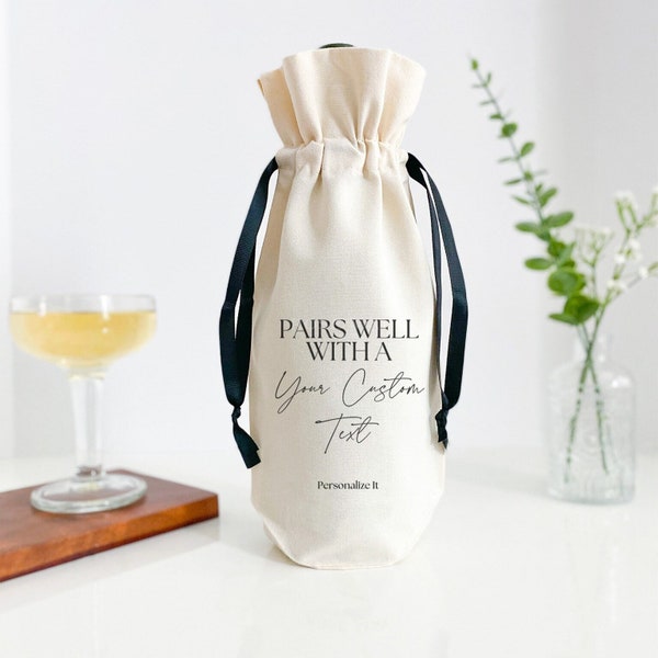 Custom Wine Bottle Gift Bag, Personalized Wine Bag, Reusable Wine Label Gift Bag