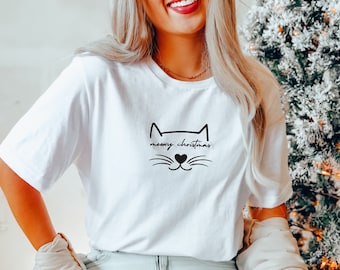 Meowy Christmas Shirt, T-Shirt for Cat Lovers, Christmas Cat Tee, Funny Christmas Cat Shirt, Cat T-shirt, Gift for Pet Lovers