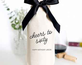 Cheers to Birthday Wine Gift Bag, Personalized Birthday Wine Gift Bag, Custom Birthday Gift Bag for Wine Lovers