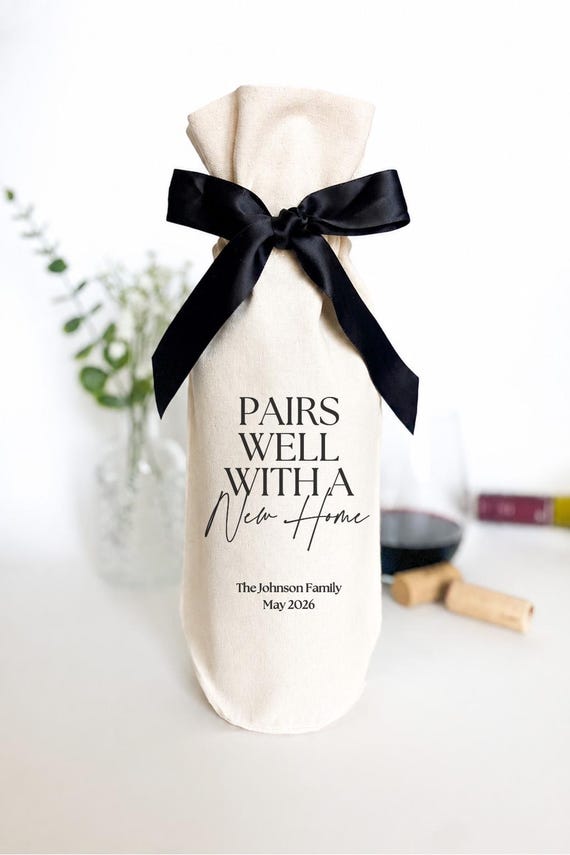 Realtor Closing Gift Wine Bag, Pairs Well With a New Home, Housewarming Present, New Homeowner Gift Personalized
