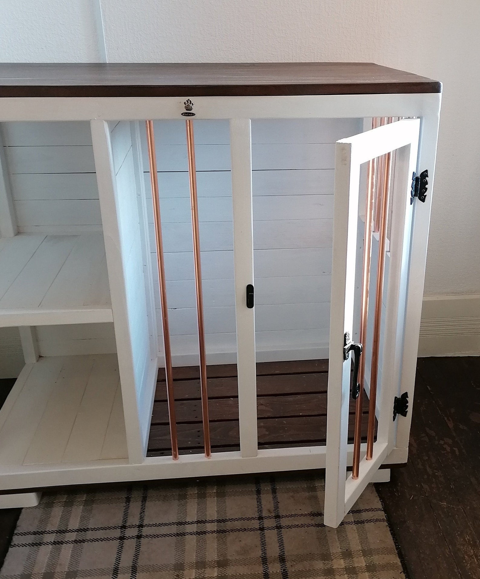 Wooden and brass Dog or cat bed crate sideboard unit with Etsy