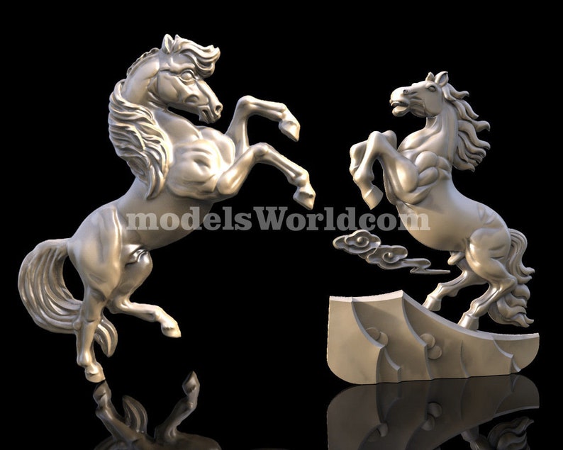 2 3D STL Models Horse Horses Decor for CNC Router Carving Machine Printer Relief Artcam aspire Cut3D