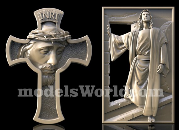 3D STL Model Jesus Panel CNC Router Carving Machine Artcam aspire Cut3D Vcarve
