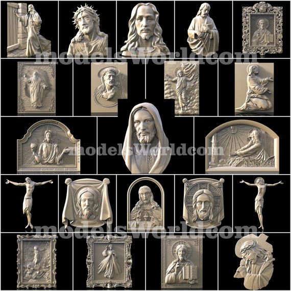 3D STL Model Jesus Panel CNC Router Carving Machine Artcam aspire Cut3D Vcarve