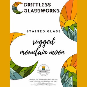 Stained Glass Digital Download Rugged Mountain Moon Pattern
