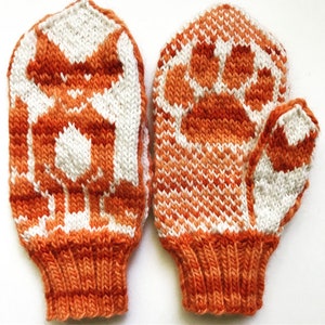 Two Stranded Knitting Mitten Pattern, Fox Pattern, digital download