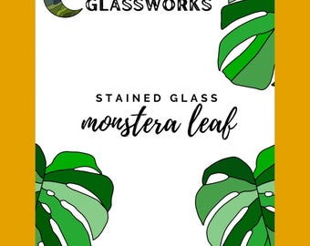 Stained Glass Digital Pattern: Monstera Leaf