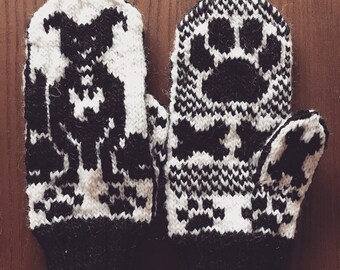 Modèle de mitaines à tricoter à deux brins : deux brins de chien Lacey fair isle, modèle de téléchargement numérique