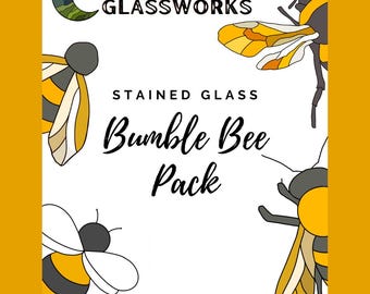 Stained Glass Digital Download Bumble Bee Pack 4 Designs