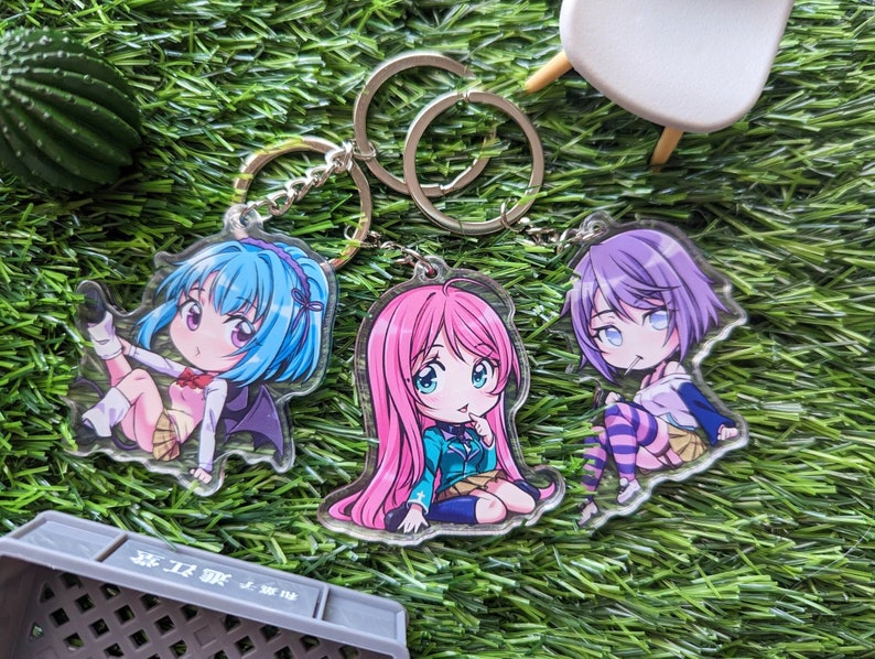 Rosario Vampire Anime cute keychains Moka Kurumu Mizore image 1