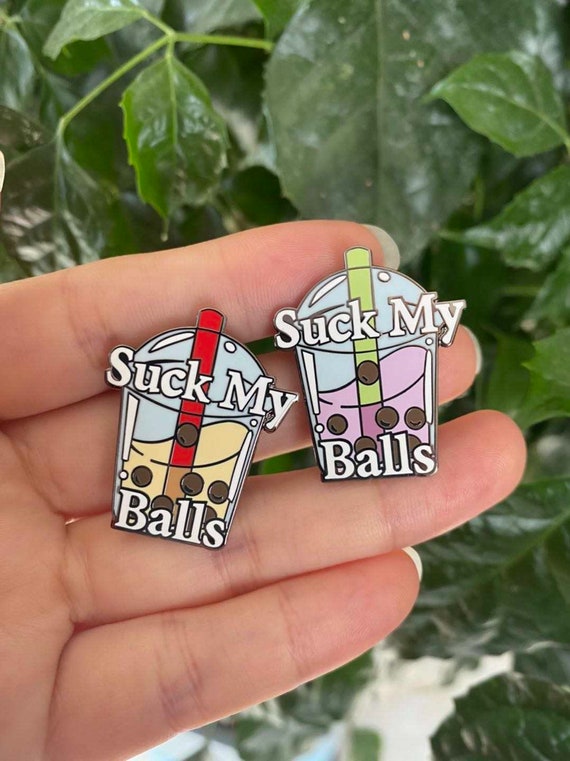 Funny Boba Milk tea and Taro hard enamel pin