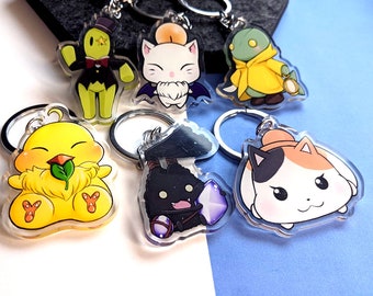 FFXIV Minions Keychain: Cute Anime Spriggan, Moogle, Chocobo