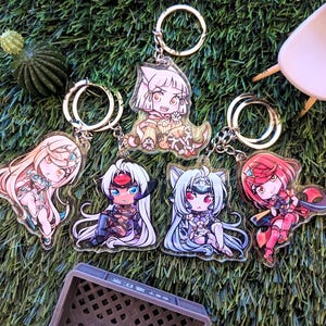 Xenoblade Girls Pyra Mythra Nia KosMos TelOs Keychains