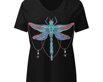 Mystic Dragonfly Women’s relaxed v-neck t-shirt