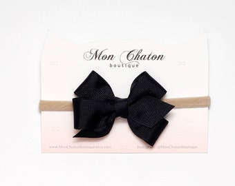 Black Hair Bow, Black Bow Headband, Black Baby Headband, Black Bow Hair Clip