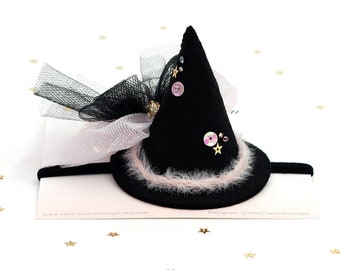 Halloween Witch Hat, Small Witch Hat, Baby Witch Headband, Witch Hat Hair Clip