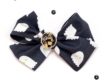 Halloween Hair Bow, Ghost Hair Bow, Halloween Bow Clip, Oversized Hair Bow