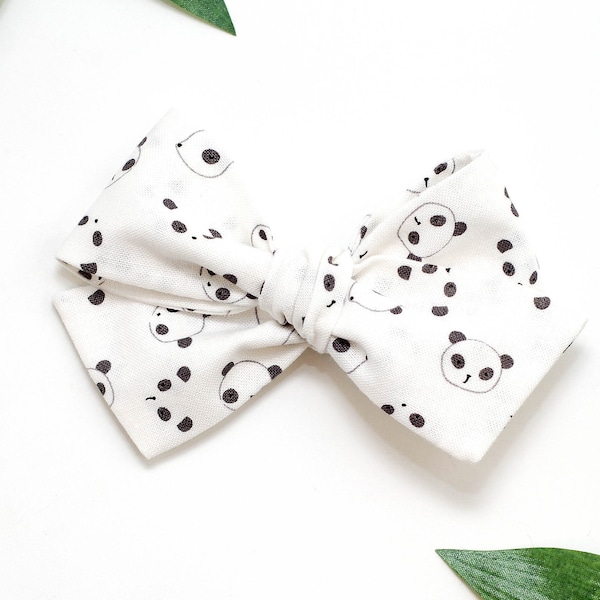 4" Panda Hair Bow, Panda Hair Clip, Panda Headband, Panda Hair Accessories