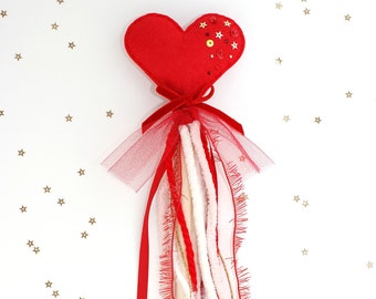 Red Heart Wand, Valentine's Day Wand, Felt Magic Wand, Valentine Wand