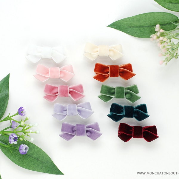 Velvet Hair Bows, Velvet Baby Bows, Small Hair Clips, Baby Snap Clips, Velvet Snap Hair Clip, Velvet Baby Bow Clip, Toddler Hair Bows