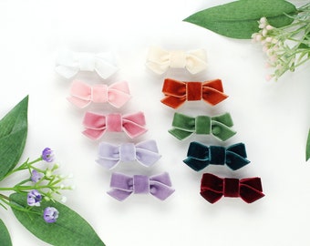 Velvet Hair Bows, Velvet Baby Bows, Small Hair Clips, Baby Snap Clips, Velvet Snap Hair Clip, Velvet Baby Bow Clip, Toddler Hair Bows