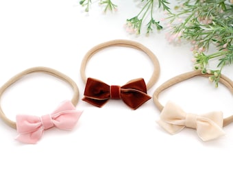 Velvet Hair Bows, Velvet Bow Headband, Velvet Bow Clip, Velvet Hair Ties