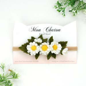 Felt Daisy Headband, Felt Floral Baby Headband, Daisy Flower Crown, Daisy Felt Flower Headband