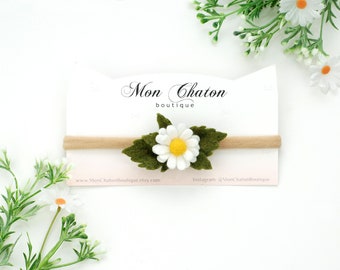 Mini Daisy Flower Headband, Baby Girl Headband, Daisy Flower Hair Clip